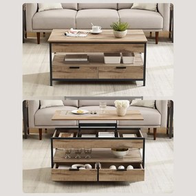 Vasagle Regulowany stół konferencyjny GASPAR, 50x100x(48-63)cm, camel brąz/czarna