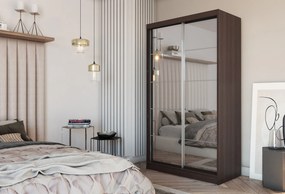Szafa Przesuwna FIORELLA 120 cm z Lustrem Szafa Dwudrzwiowa Wenge