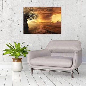 Obraz na szkle - pomarańczowe chmury (70x50 cm)