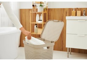 Beżowy plastikowy kosz na pranie 55 l Country – Rotho