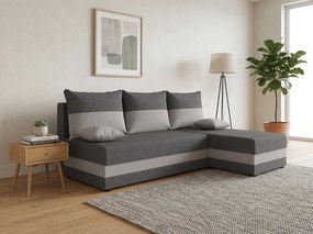 Rozkładana narożna sofa VALERIO SLIM 200x140 cm, ciemnoszara/jasnoszara, uniwersalna + 2 pod