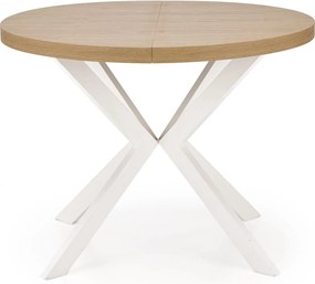 Okrągły rozkładany stół do jadalni Peroni dąb złoty / biały