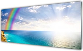 Panel Szklany do Kuchni Magiczna Tęcza nad Oceanem
