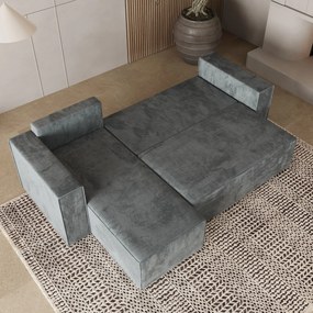 Masseno Narożnik RAVELO z funkcją spania i pojemnikiem na pościel Narozniki L, Rozkładana sofa - Szary, MONOLITH 85