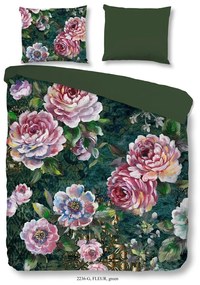 Zielona bawełniana pościel jednoosobowa 140x220 cm Fleur – Good Morning