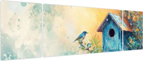 Obraz - Domek dla ptaków, akwarela (170x50 cm)