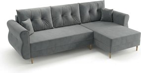 Rozkładana narożna sofa SILVIANO 230x140 cm, szara, uniwersalna