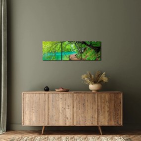 Obraz - Jeziora Plitwickie (z zegarem) (90x30 cm)