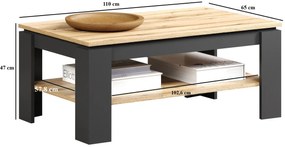 Ława prostokątna z półką grafit + dąb evok Z0-E51