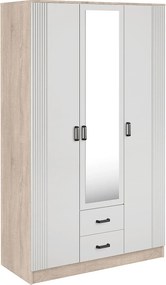 Szafa skandynawska z lustrem dąb sonoma + biały B2-F14