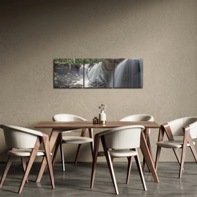 Obraz wodospadów (z zegarem) (90x30 cm)