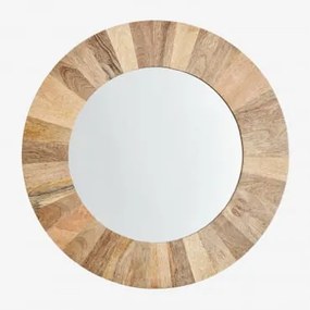 Lustro Ścienne Okrągłe Ø55 Cm Z Drewna Mango Lanzarote Drewno Mango - Sklum