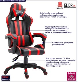 Czerwony ergonomiczny fotel dla gracza - Nirva