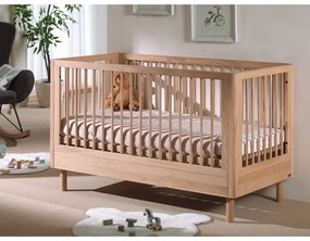 Łóżeczko z litego drewna dębowego 70x140 cm w naturalnym kolorze Forrest – Vipack