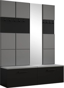 Masseno Garderoba MODULO 161,2/204/40 cm do Przedpokoju Nowoczesna Czarna