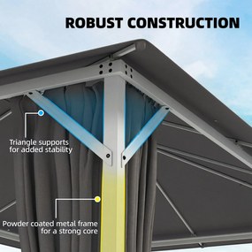 Outsunny Altana ok. 4x3m Wodoodporna Stabilna Zimowa Altana z Moskitierą, 4 ścianami, wentylacją i otworami odpływowymi | Aosom PL