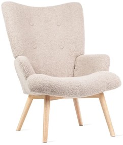 Fotel tapicerowany MOSS w tkaninie TEDDY BOUCLÉ beżowy HOMLA