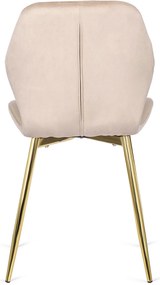 Krzesło Tapicerowane do Jadalni LUCKY Kremowe Welurowe Nowoczesne Glamour