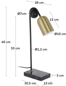 Lampa stołowa w czarno-złotym kolorze (wysokość 60 cm) Natsumi – Kave Home