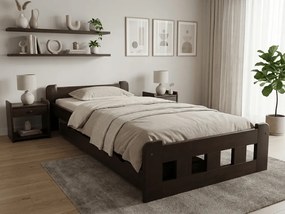 Łóżko Naomi podwyższone 90 x 200 cm, orzech Stelaż: Ze stelażem listwowym rolowanym, Materac: Materac Sommera 18 cm