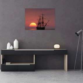 Obraz na szkle - Średniowieczny statek (70x50 cm)