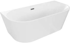 Mexen Oval wanna wolnostojąca przyścienna 140 x 75 cm, biała, przelew gun gray szczotkowany - 52671407500-66