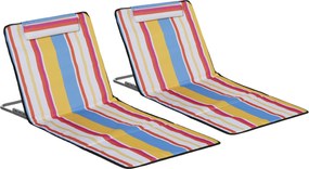 Outsunny Zestaw 2 mat plażowych, regulowane, składane, 124D x 53S x 37-50W cm, Wielobarwne