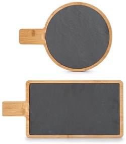 Deska do serwowania łupkowa, z bambusowym uchwytem, 40 x 19 cm