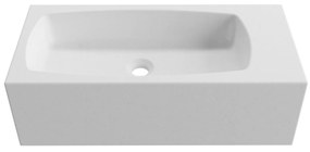 Umywalka betonowa wisząca / nablatowa prostokątna bez otworu na baterię 65 x 30 cm z półką ZALM | różne kolory : Kolor - Biały (beton), Typ montażu - nablatowa