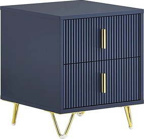 SoBuy Stolik nocny z 2 szufladami, niebieski, 40x40x47 cm