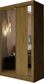 Szafa Przesuwna GRAZIA 120 cm z Lustrem Szafa Dwudrzwiowa Dąb artisan