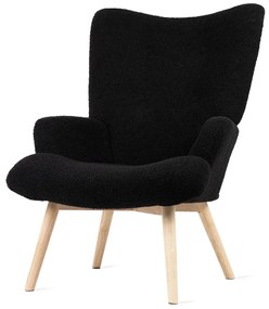 Fotel tapicerowany MOSS w tkaninie TEDDY BOUCLÉ czarny HOMLA