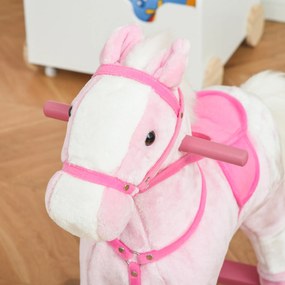 HOMCOM konik na biegunach dla dzieci konik na biegunach bujak rżący różowy
