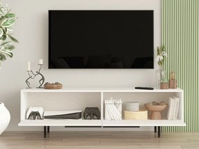 Stojak pod TV – 160 cm – Biały – Płyta wiórowa