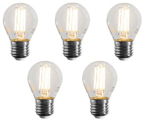Zestaw 5 ściemnialnych żarówek LED E27 Filament G45 Przezroczyste 4W 470 lm 2700K