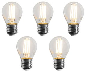 Zestaw 5 ściemnialnych żarówek LED Filament E27 G45 przezroczystych 4W 470 lm 2700K