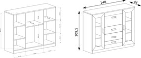 Komoda UDINE 140 cm do Salonu Sypialni Dąb lefkas