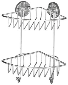 Narożna półka łazienkowa BARI, Vacuum-Loc, 2 poziomy - stal chromowana, WENKO