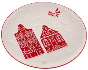 Biały ceramiczny talerz ze świątecznym motywem do serwowania ø 26 cm Christmas cottage – Dakls