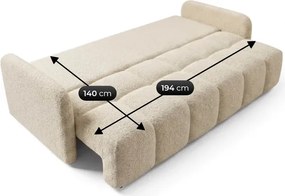 Sofa ZEN Rozkładana Dwuosobowa Beżowa Boucle Japandi
