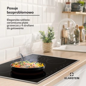 Klarstein Virtuosa 60cm Płyta szklano-ceramiczna 4 Strefy Czarny/srebrny