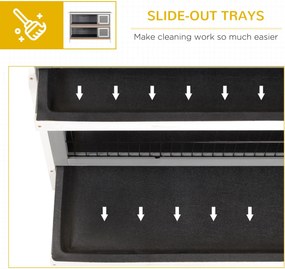 PawHut Klatka dla małych zwierząt dla świnek morskich i królików karłowatych, dwupoziomowa, drewniana, szara