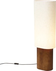 Lampa podłogowa Japandi z drewna orzechowego z abażurem z tkaniny 90cm - Lamel