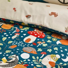 Zielono-beżowa pościel dziecięca dwuosobowa 200x200 cm Fox and Woodland Friends – Catherine Lansfield