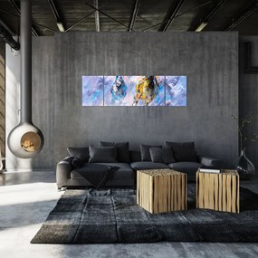 Obraz biegnących koni, obraz olejny (170x50 cm)