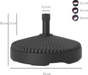 Outsunny Podstawa do parasola ogrodowego, napełniana wodą i piaskiem, podstawa parasolowa, Plastik, Czarny