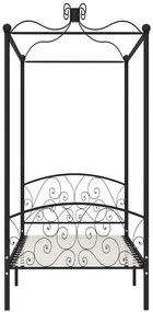 Czarne rustykalne łóżko z baldachimem 100x200 cm - Ifrexi