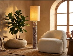 Czarno-kremowa lampa stojąca z tekstylnym kloszem (wysokość 145 cm) Nairobi – Mauro Ferretti