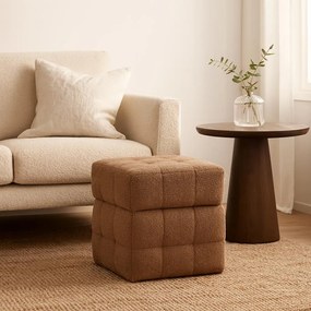 Pufa ze schowkiem kostka SQUARE, tapicerka baranek, 38 x 38 x 37 cm