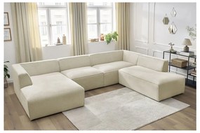 Beżowy sztruksowy narożnik modułowy (prawostronny/w kształcie litery U) Megeve – Bobochic Paris